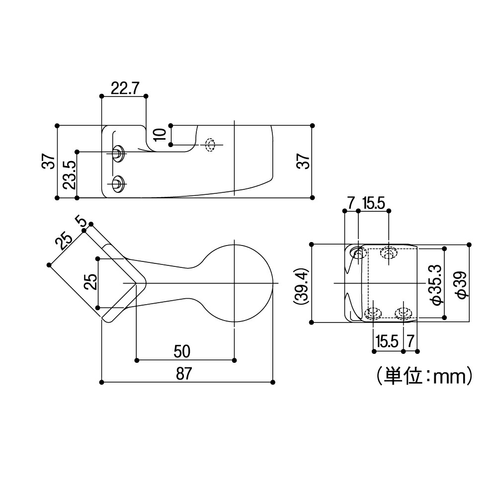 楽天市場】マツ六 ECLE システム手すり35シリーズ 出隅ブラケット EL