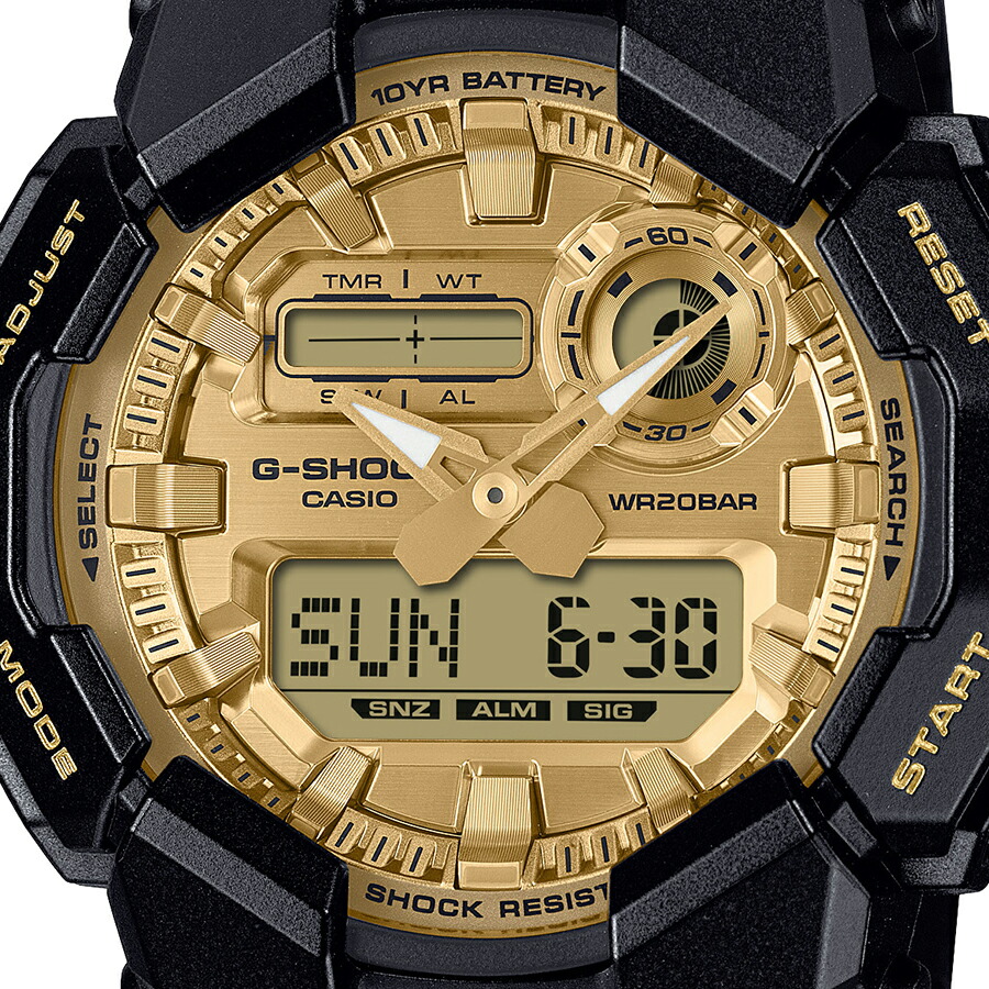 楽天市場】G-SHOCK ブラック&ゴールド 10年バッテリー ビッグケース GA