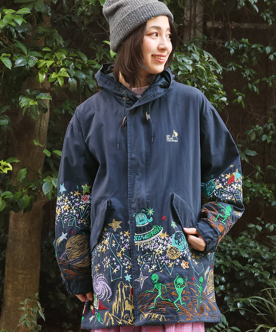 楽天市場】go slow caravan コットンナイロンパネル刺繍モッズコート