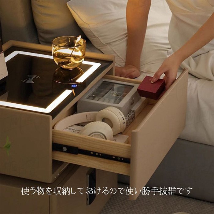 楽天市場】サイドテーブル ナイトテーブル 多機能 ワイヤレス充電機能
