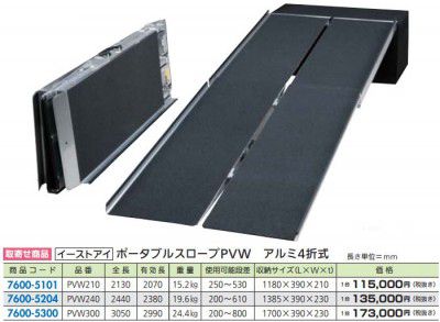ポータブル スロープ アルミ 4折式タイプ PVW300 3mポータブルスロープ