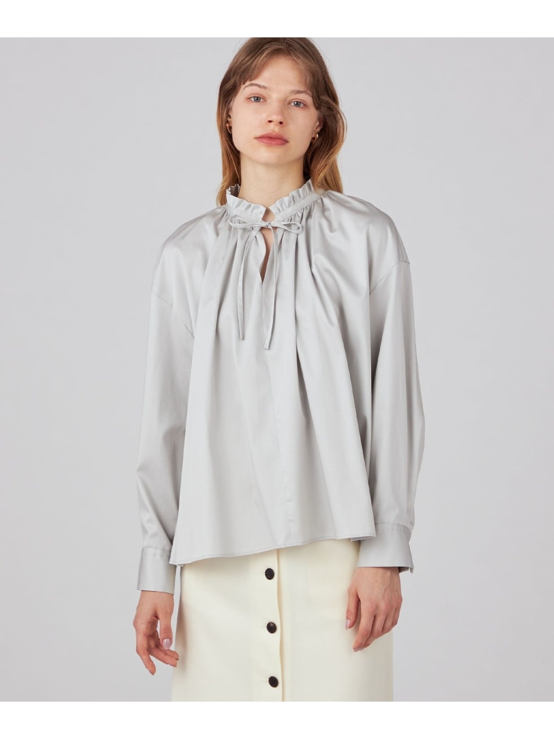楽天市場】【SALE／50%OFF】ハイカウントサテン ネックフリルブラウス