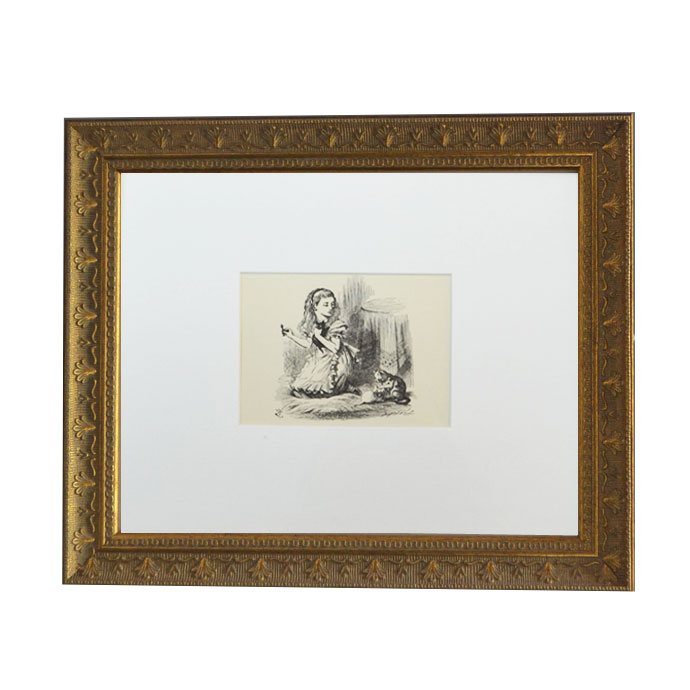 楽天市場】アンティーク 額絵 鏡の国のアリス アリスと仔猫 ルイス