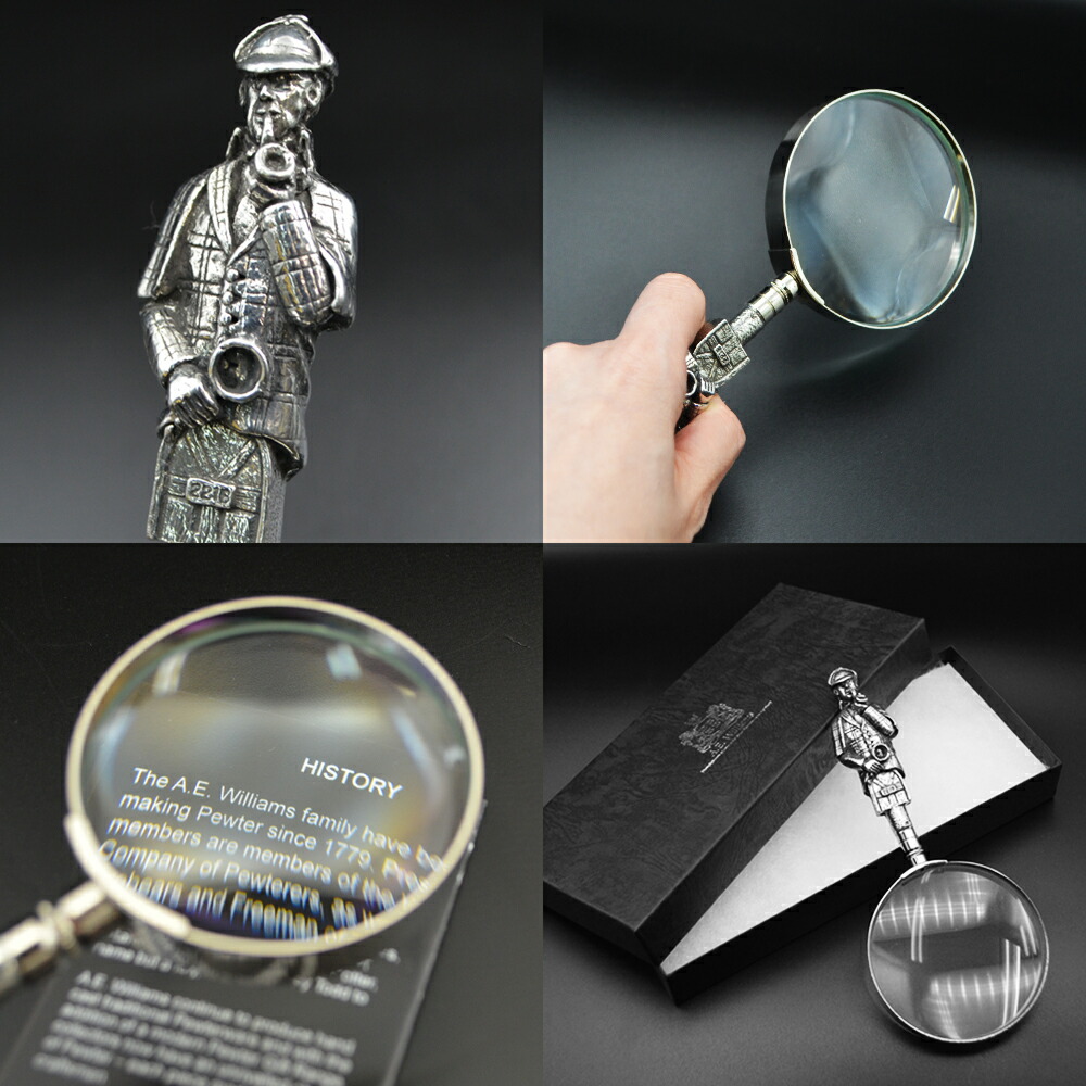 楽天市場】英国製 ガラスルーペ ピューター シャーロック・ホームズ