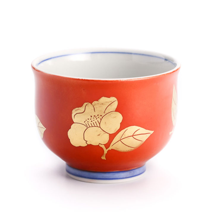 楽天市場】九谷焼 色絵金彩 盃 椿紋 橙 /錦山窯 KINZAN 和食器 酒器