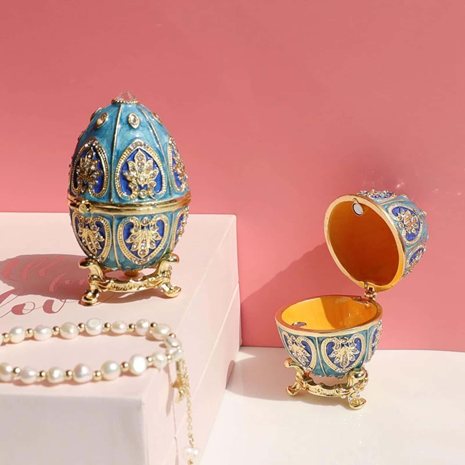 楽天市場】卵型 ジュエリーボックス 合金製 イースターエッグ型