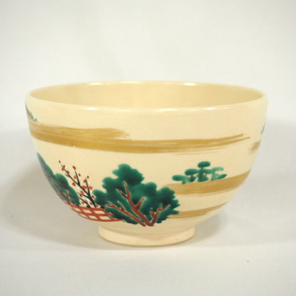 楽天市場】【三月の特売品】暁窯 岡田暁山作 色絵仁清御題茶碗 抹茶
