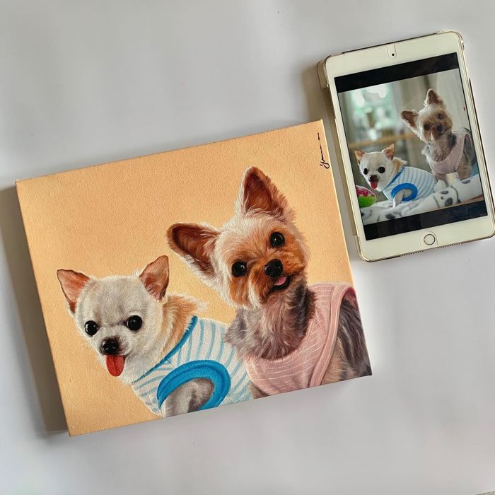 楽天市場】※予約販売【draw pet】my pet 油絵絵画《上半身 or 顔 or