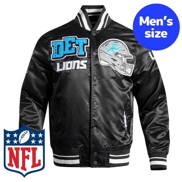デトロイトライオンズ バックロゴ 袖革 スタジャン リブライン Lサイズ