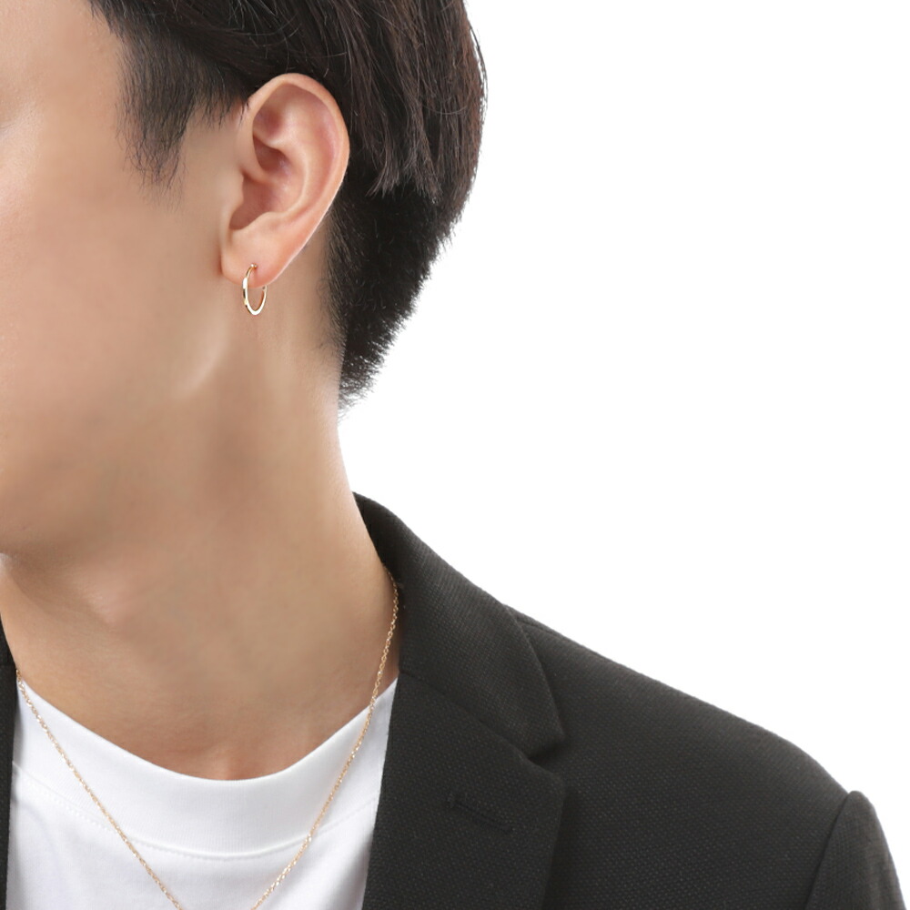 楽天市場】18金 メンズ スクエア フープ ピアス 18k イエローゴールド