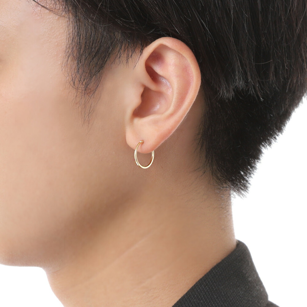 楽天市場】18金 メンズ スクエア フープ ピアス 18k イエローゴールド