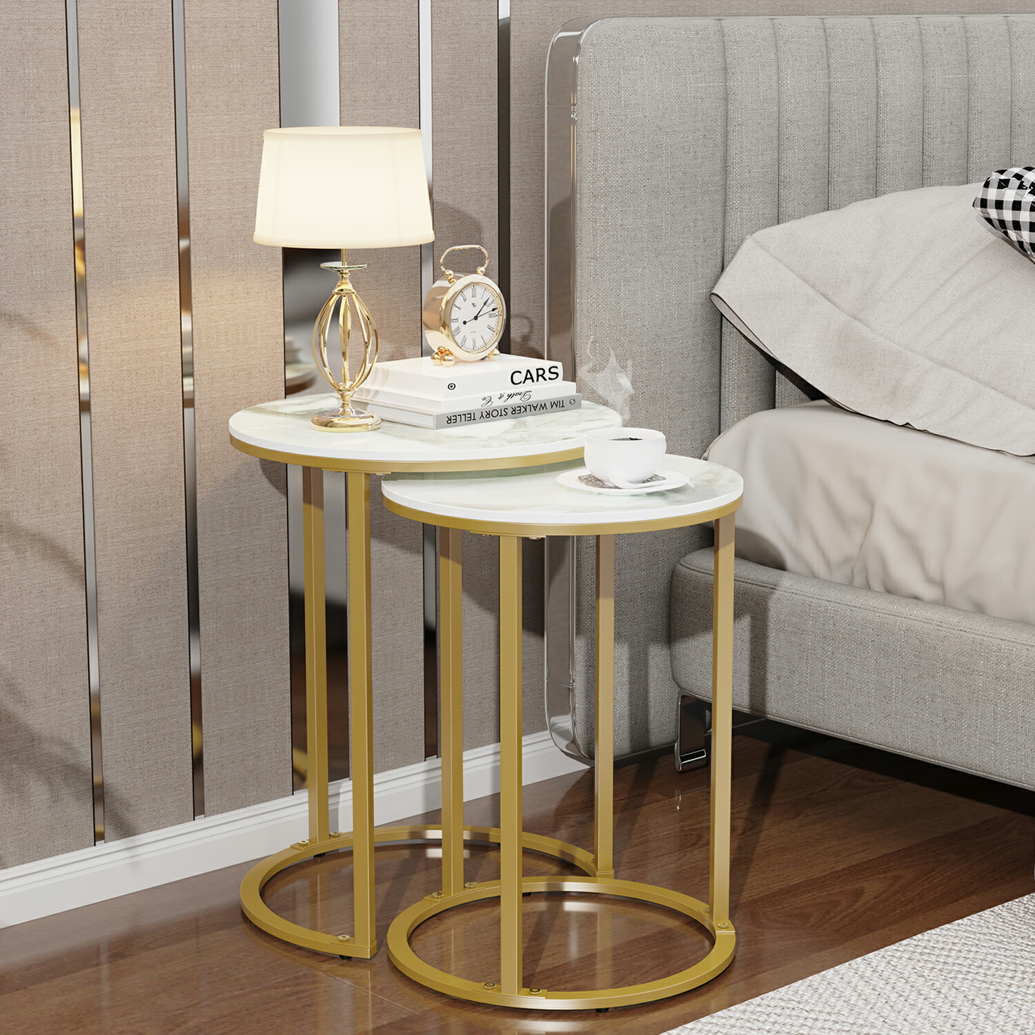 楽天市場】FATIVO ネストテーブル サイドテーブル 丸 大理石 2個セット