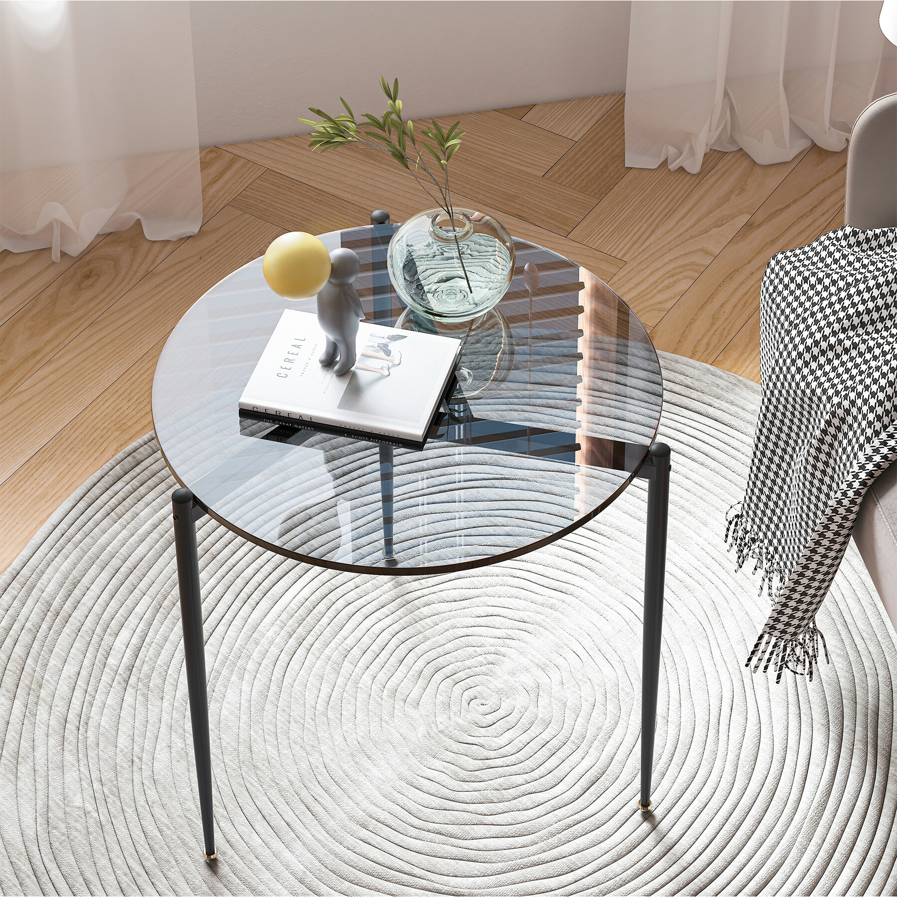 楽天市場】FATIVO サイドテーブル ガラス コーヒーテーブル 丸 ガラス