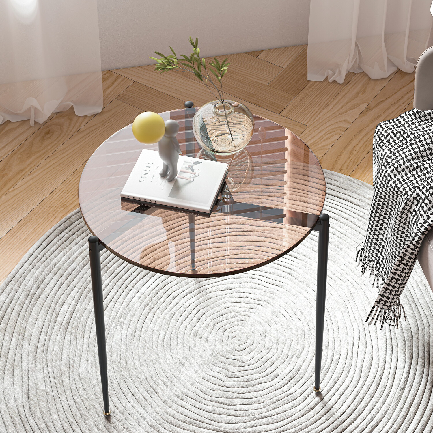 楽天市場】FATIVO サイドテーブル ガラス コーヒーテーブル 丸 ガラス