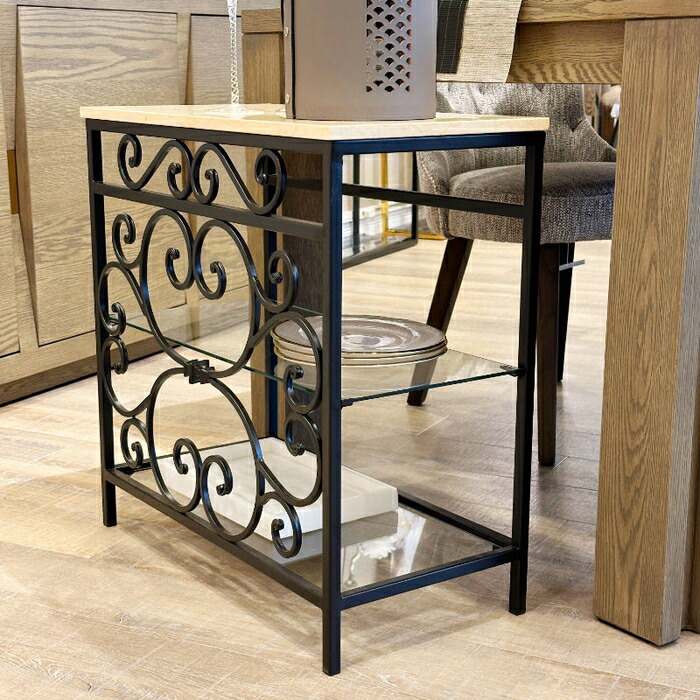 楽天市場】サイドテーブル 大理石 アイアン ガラス コンソール 花台