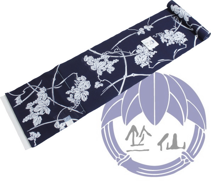 楽天市場】竺仙 浴衣 ちくせん 反物 ゆかた 綿絽 地染 紺 葡萄 2025年