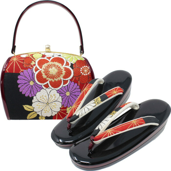 楽天市場】草履 バッグセット LL 振袖 05 成人式 黒 結婚式 正絹 結婚
