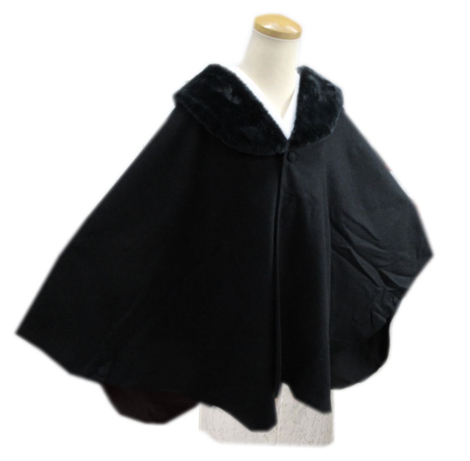 楽天市場】ケープ 着物 コート ポンチョ ぽんちょ 黒 ブラック フリー