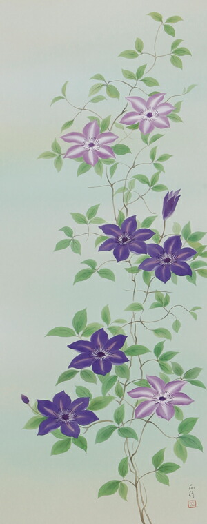 楽天市場】掛け軸 掛軸（かけじく）鉄線花（川島 正行）全国送料無料