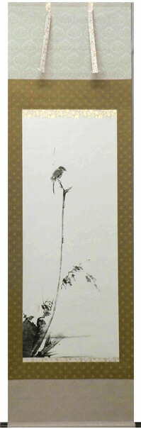 楽天市場】掛け軸 宮本武蔵 枯木鳴鵙図（複製画）掛軸（かけじく