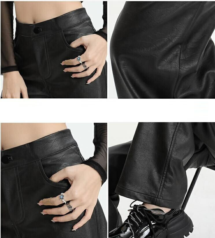 楽天市場】PU革パンツ ワイドパンツ レディース フェイクレザーパンツ