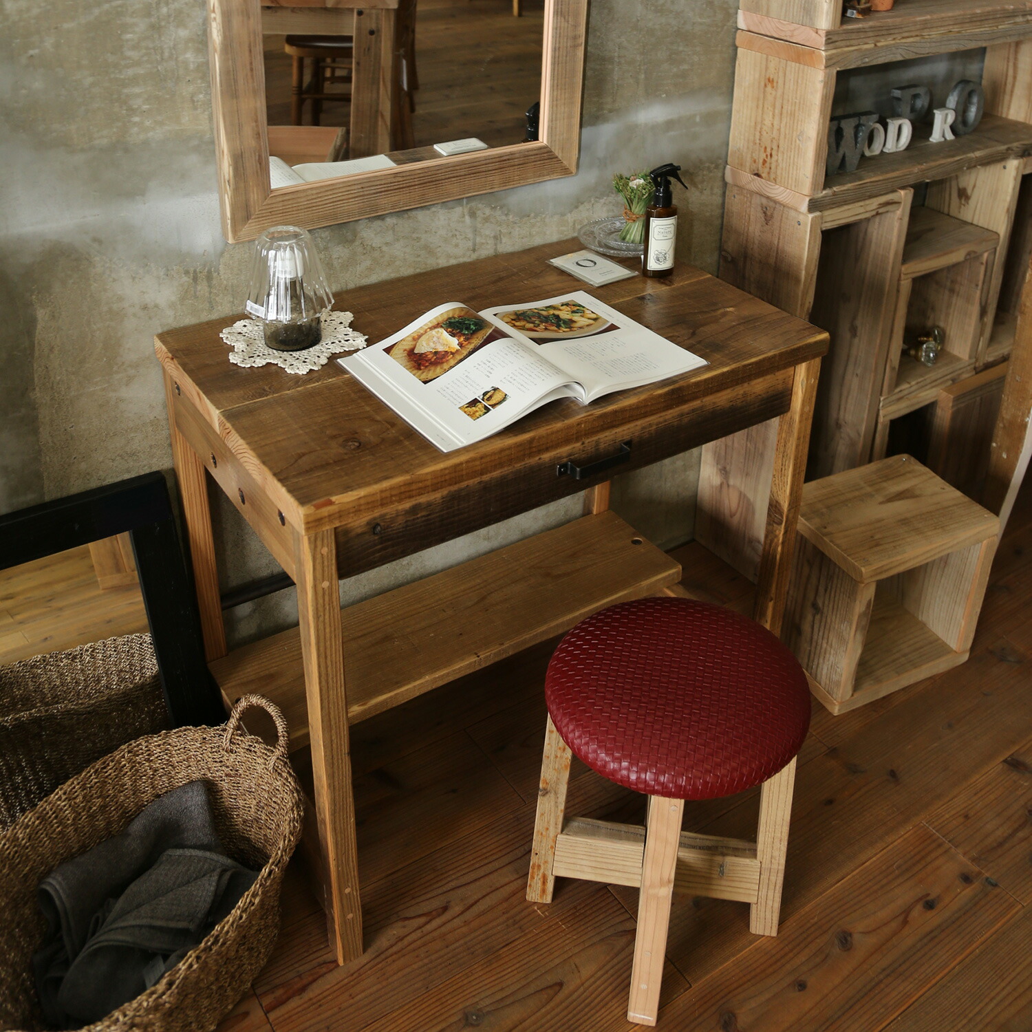 楽天市場】OLD ASHIBA（足場板古材） Sタイプデスク（机）（引き出し1