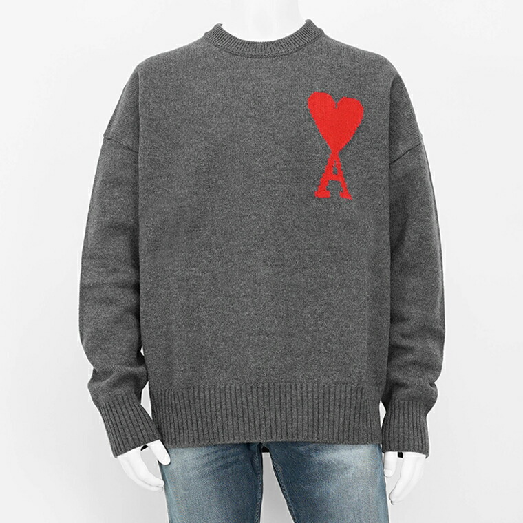 楽天市場】アミ AMI メンズ ニット AMI DE COEUR UKS002 018 GREY RED