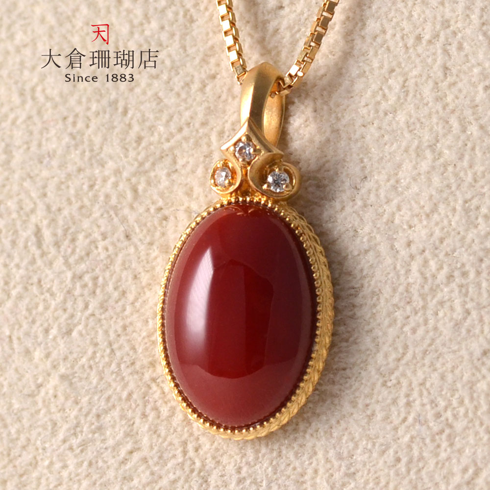 楽天市場】血赤珊瑚 ペンダント トップ サンゴ さんご ダイヤ 18金 K18