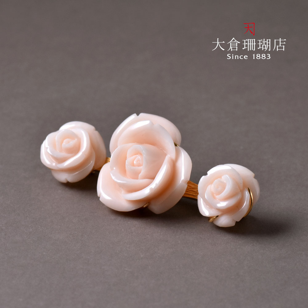 珊瑚　花束ブローチ　特大 高知の珊瑚ブローチ大 日日草A -【当店限定】すべて1点もの、高知から