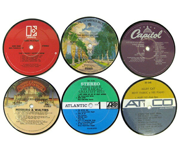 楽天市場】アナログレコード製 レコードレーベル コースター 6枚組