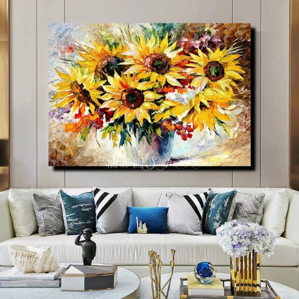 楽天市場】絵画 油絵 ひまわり 油彩画手書きの油彩画 壁掛け 絵