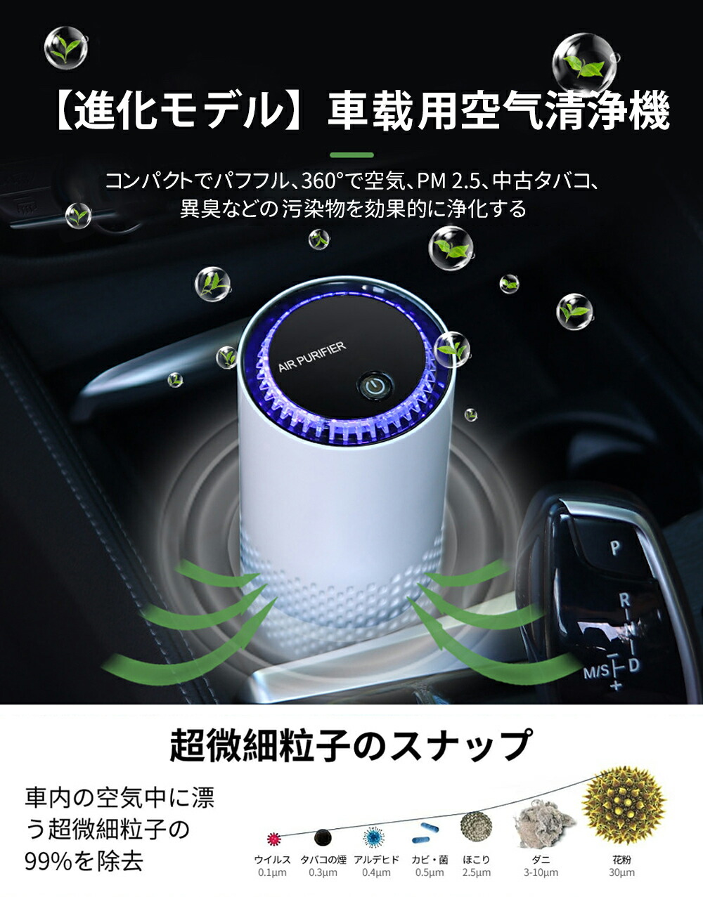 楽天市場】【新登場】車載空気清浄機 小型 空気清浄機 車 卓上 ミニ