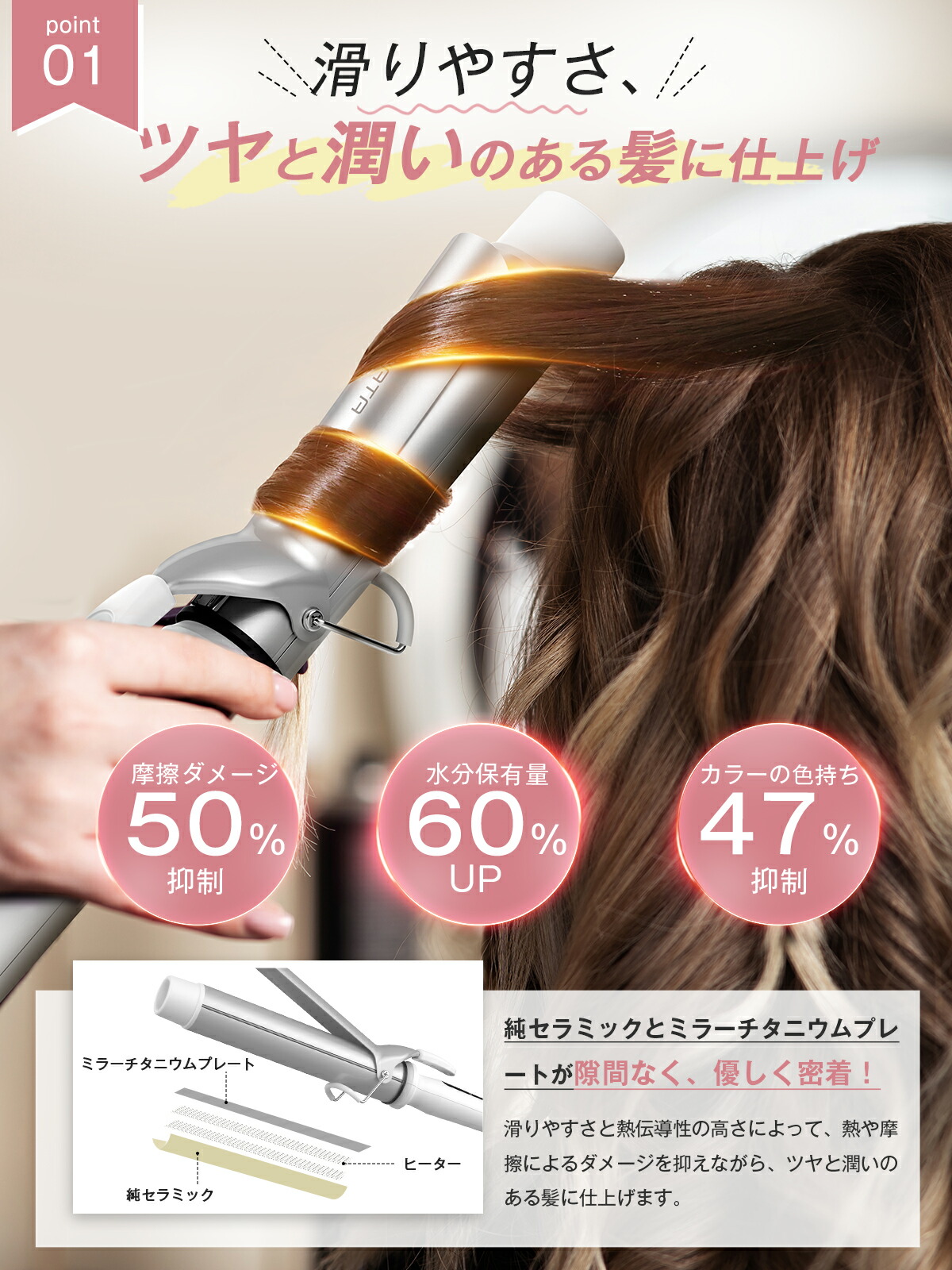 楽天市場】BAYATA コテ 38mm カールアイロン ヘアアイロン 韓国巻 傷ま