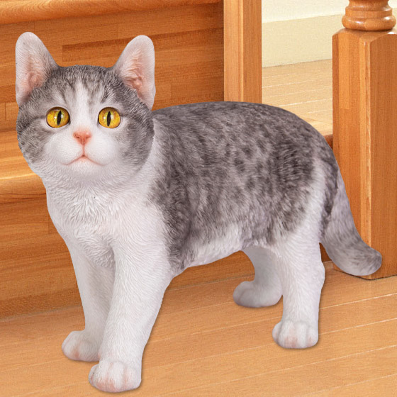 楽天市場】見上げるサバトラ白猫 26 x 11 x 19.5cm (幅x奥x高) 本物