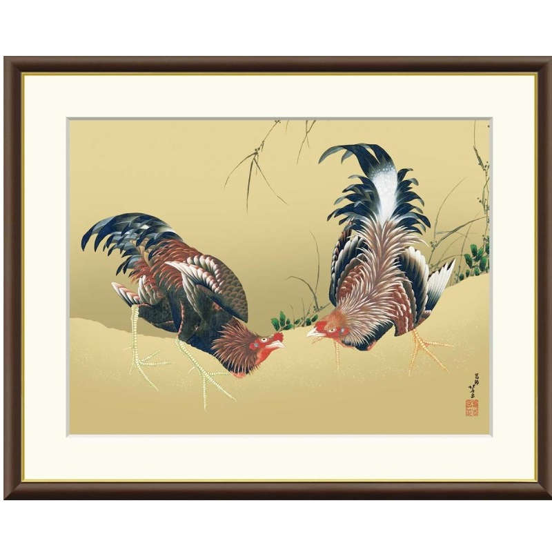 楽天市場】額絵 葛飾北斎 軍鶏図 f8・f6・f4サイズ 日本の名画シリーズ