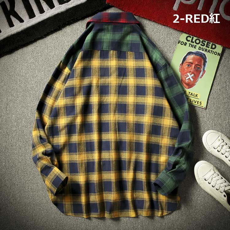 楽天市場】【現品処分】カラフルマルチカラーチェックシャツ