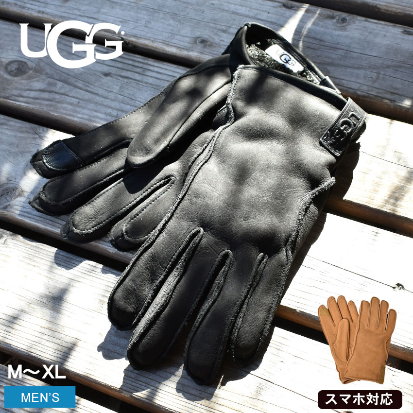 楽天市場】アグ 手袋 UGG レザー クラムシェル ロゴ グローブ メンズ