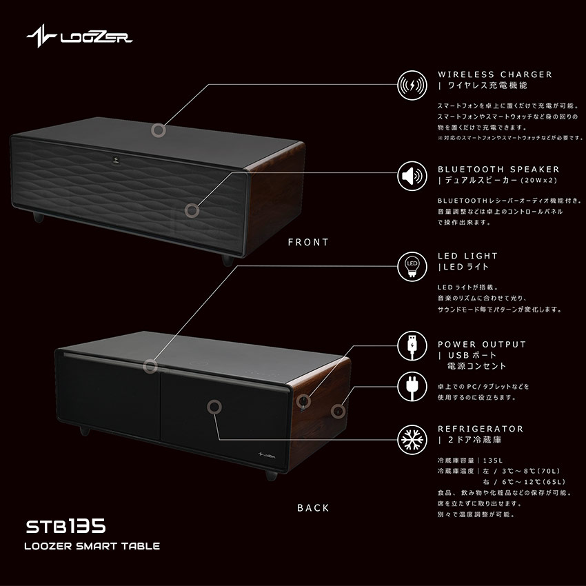 楽天市場】ルーザー 冷蔵庫 スマートテーブル STB135 冷蔵庫 135L 2
