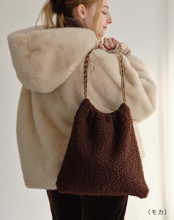 楽天市場】(2点セット)ボアチェーンバッグ ミニポーチ付き レディース