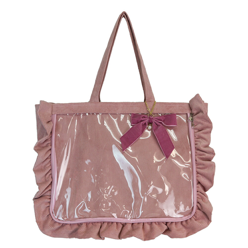 楽天市場】A3 フリルトートバッグ コーデュロイ バッグチャーム付き 痛