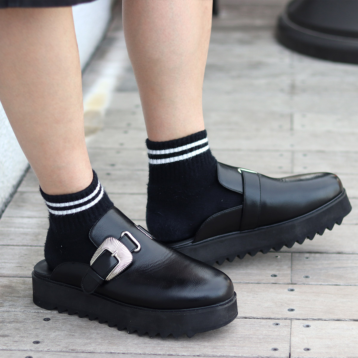 楽天市場】サンダル メンズ 厚底 サボサンダル 黒 おしゃれ レザー