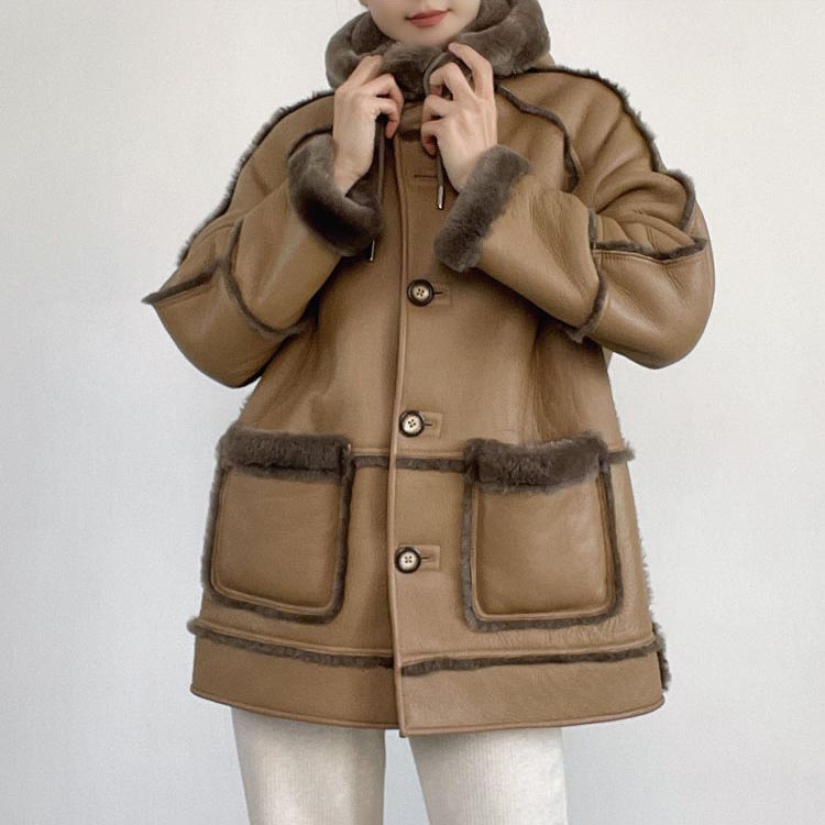 楽天市場】ジャケット コート ラムムートン フード レディース 冬