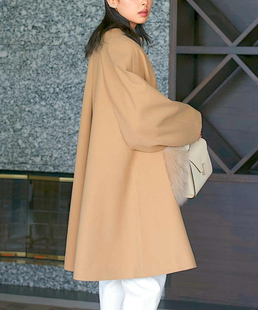 楽天市場】【M、L】フォックスファーポケットAラインフレアコート