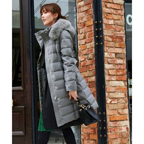 楽天市場】【静電気防止】ベルト付きフォックスファーダウンコート