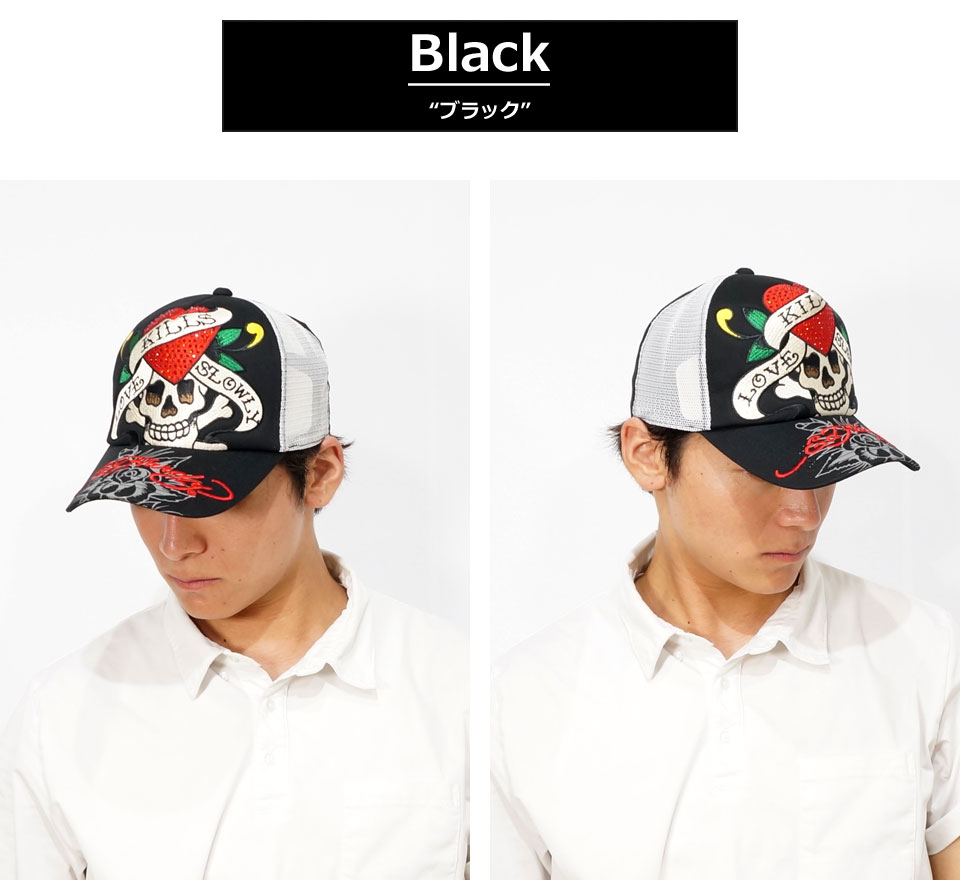 楽天市場】エド・ハーディー ハートスカル刺繍 ラインスストーン付き