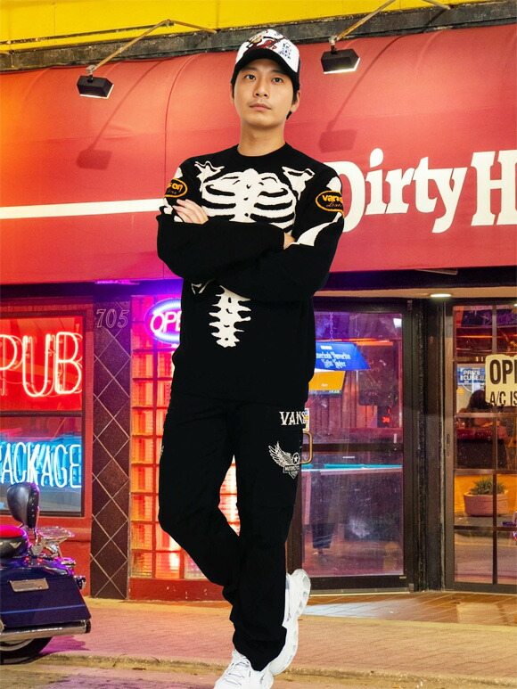 楽天市場】バンソン スケルトンボーン 刺繍 ジャガードニット セーター