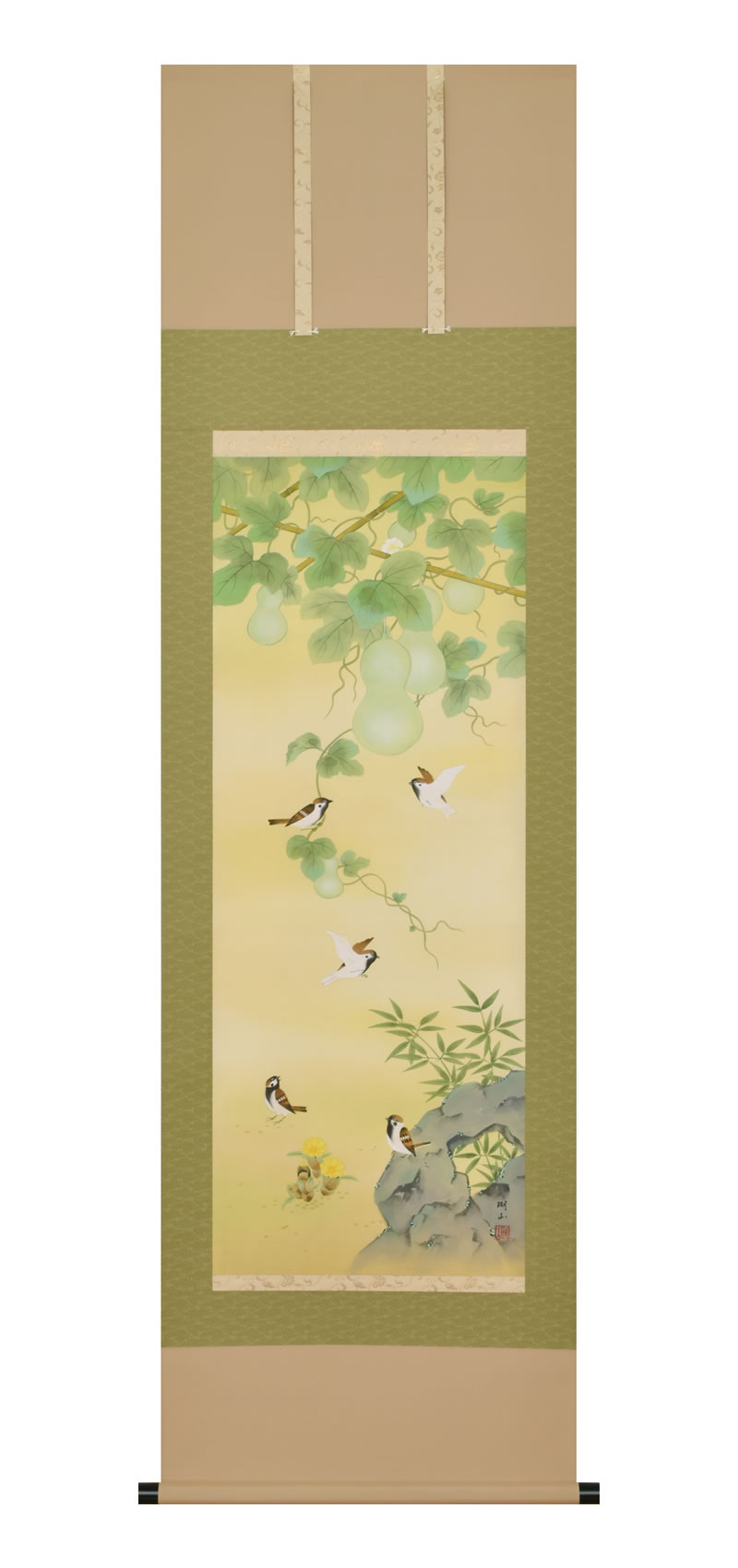 楽天市場】岐阜の掛軸「六瓢に五福雀」武原志水 : モノマニア（逸品