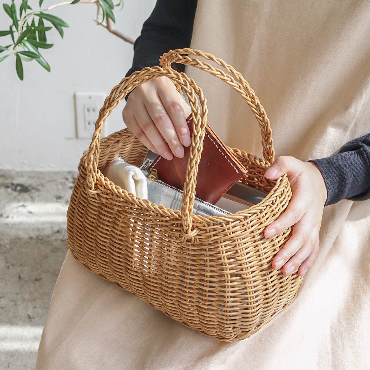 楽天市場】【公式】かごバッグ ハンドバッグ オーバルバッグ ハンドル