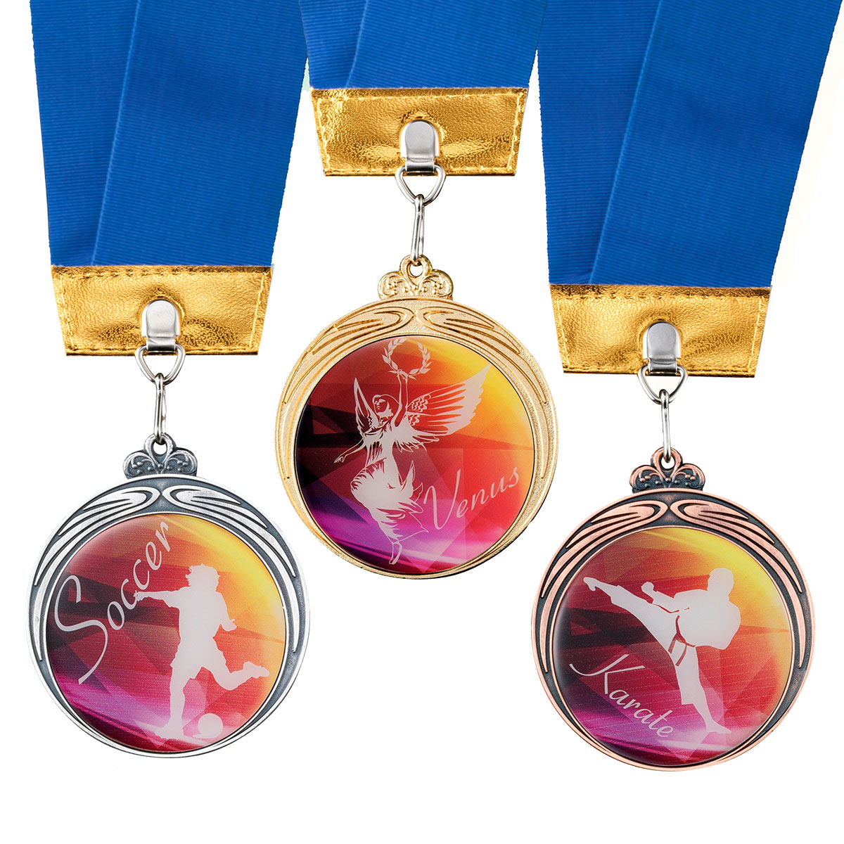 43種類のデザイン・競技・種目から選べるマルチ表彰メダル、金メダル