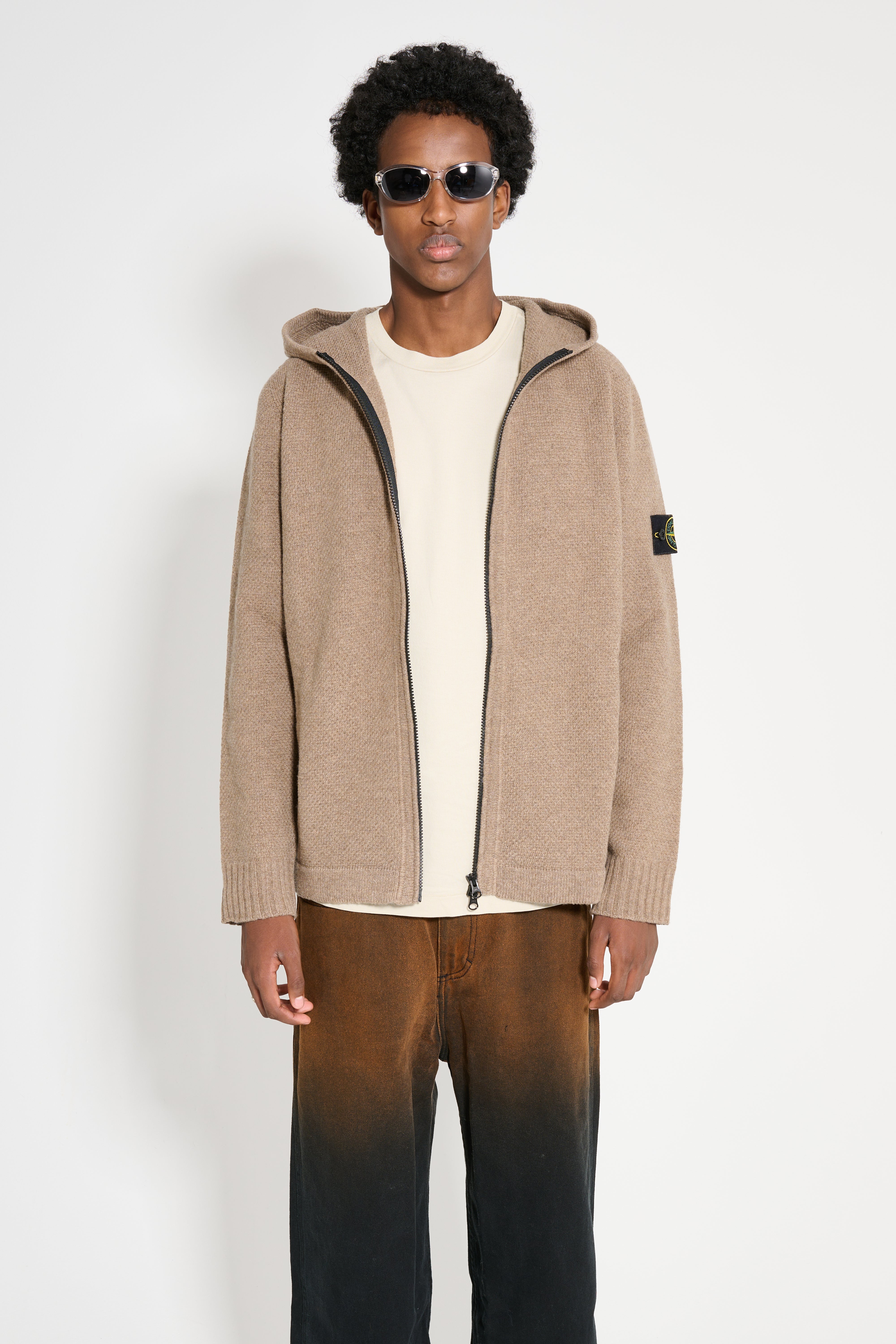 Stone Island Hooded Full Zip Cardigan Walnut – Très Bien